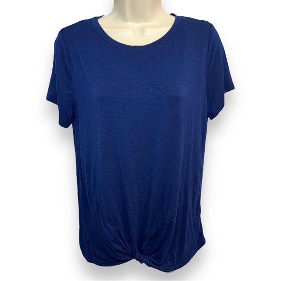 Zelos Women’s Navy Leopard Fade Tie Knot Short Sleeve Top Size Small - Picture 1 of 5